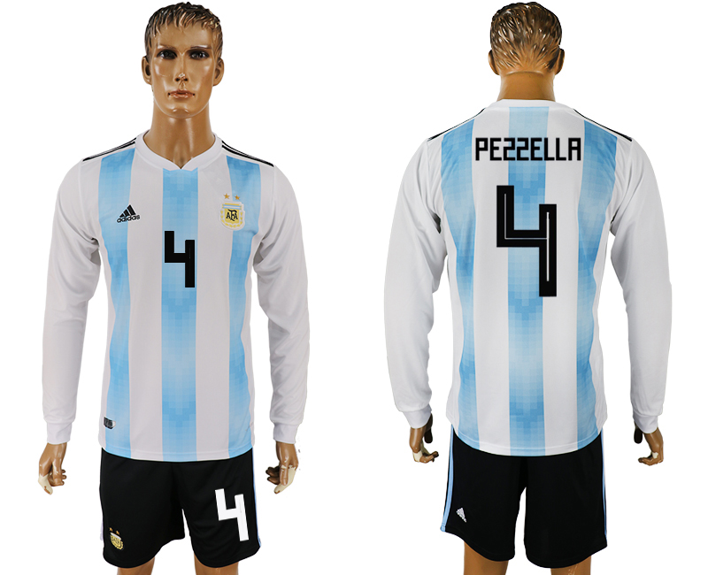 Maillot de foot ARGENTINA LONG SLEEVE SUIT #4 PEZZELLA  2018 FIF